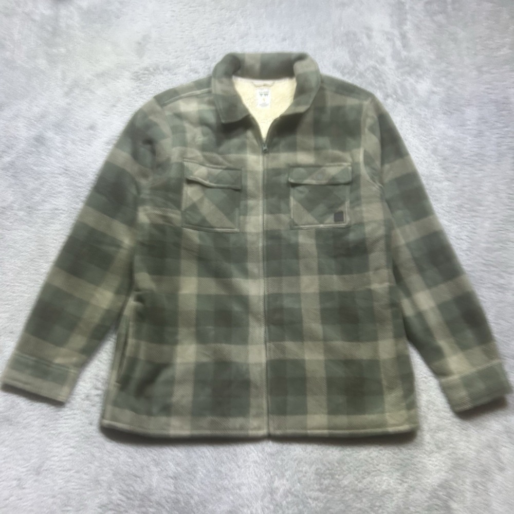 Voyager Shirt Jacket Men's XL Green Plaid Sherpa Fleece Lined Flannel Shacket
